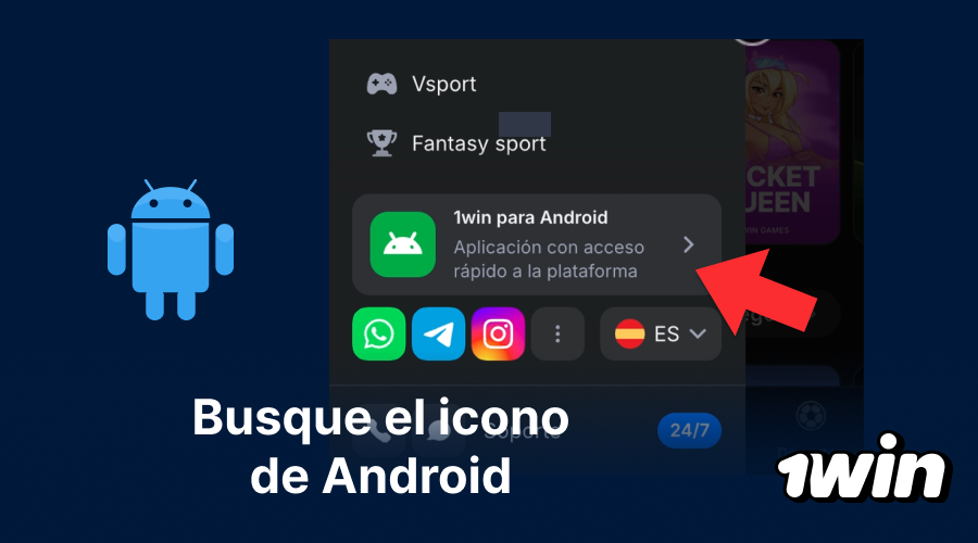 Botón de descarga para Android en 1win