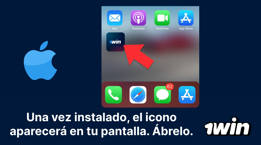 Acceso a 1win desde la pantalla inicial
