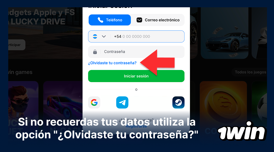 Recuperación segura de contraseña en 1win